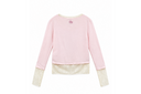 【OLD ORDER】 Lace Layered Kitty Design Long T-shirt / Pink